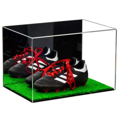 Better Display Cases Acrylic Kids Shoes Display Case - Medium Rectangle Box with Mirror Case and Turf Base 12" x 8.25" x 8" (A004, V41)