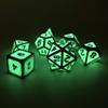 Metal Glow in The Dark Green Dice Set with Display Box | Metal 7-Piece Dice Set for RPG Gaming view 3