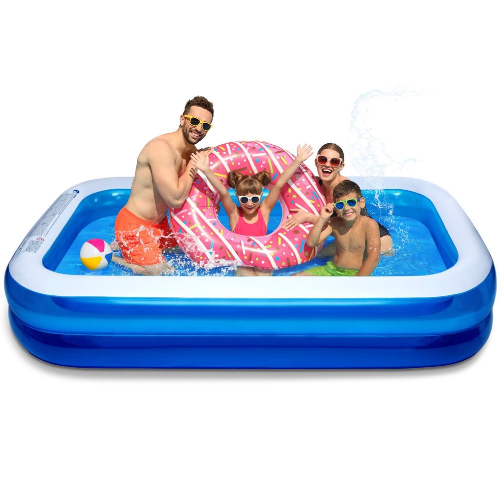 CHICLIST Inflatable Swimming Pool 103" X69" X20" Full-Sized Lounge Pool for Kiddie, Adults, Easy Set Family for Backyard Summer Water Party Outdoor Kiddie Pools