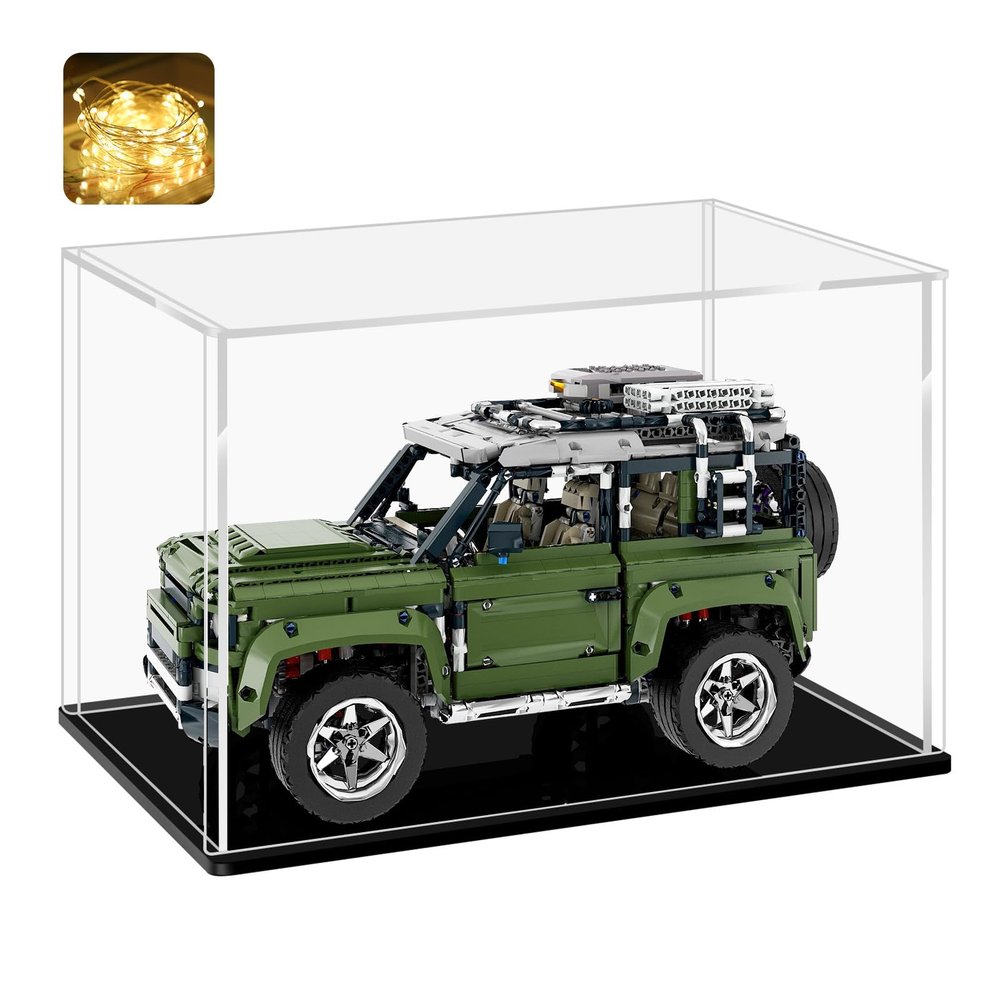 LANSCOERY Clear Acrylic Display Case, Assemble Horizontal Display Box Stand with Black Base, Dustproof Protection Showcase for Collectibles Memorabilia Figurines (14x8x8.3inch;35x20x21cm)