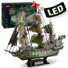 CubicFun 3D Puzzles for Adults Green LED Flying Dutchman, 360 Pieces Pirate Ship Arts & Crafts for Adults Gifts for Men Women Model Kit, Lighting Ghost Ship Valentines Day Gifts for Him view 1