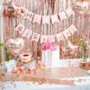 225 PC Rose Gold Birthday Party Decorations Kit for Girls, Teens, Women - Happy Birthday Banner, Curtains, Table Runner, Balloons, Sash, Tiara, Cake Topper, Plates, Cups, Napkins, Straws for 25 Guests view 2