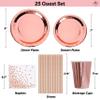 225 PC Rose Gold Birthday Party Decorations Kit for Girls, Teens, Women - Happy Birthday Banner, Curtains, Table Runner, Balloons, Sash, Tiara, Cake Topper, Plates, Cups, Napkins, Straws for 25 Guests view 3