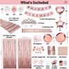 225 PC Rose Gold Birthday Party Decorations Kit for Girls, Teens, Women - Happy Birthday Banner, Curtains, Table Runner, Balloons, Sash, Tiara, Cake Topper, Plates, Cups, Napkins, Straws for 25 Guests view 4