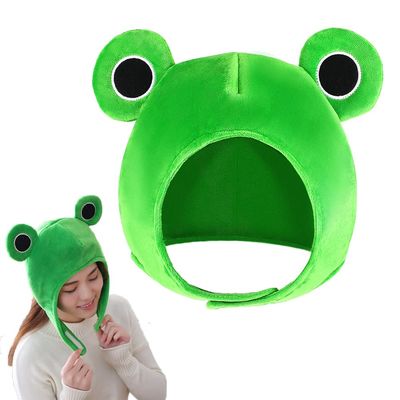 Amosfun Cute Frog Hat Cap Froggy Headband Hat Big Eye Frog Cap Costume Winter Ski Full Headgear for Halloween Christmas Party Dress Cosplay