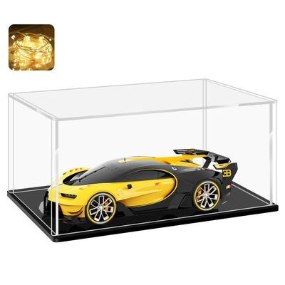 LANSCOERY Clear Acrylic Display Case, Assemble Horizontal Display Box Stand with Black Base, Dustproof Protection Showcase for Collectibles Memorabilia Figurines (13x6.7x6inch;33x17x15cm)