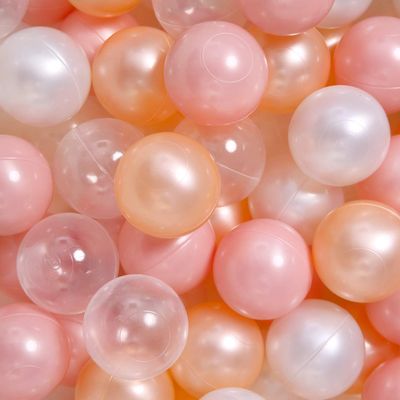 GOGOSO Ball Pit Balls for Toddles Kids Plastic Ballpits Accessories Crush Proof Durable Fun Shape Play Baby Bath Toys,2.15inch 100count Clear+Pink+Gold+Pear White