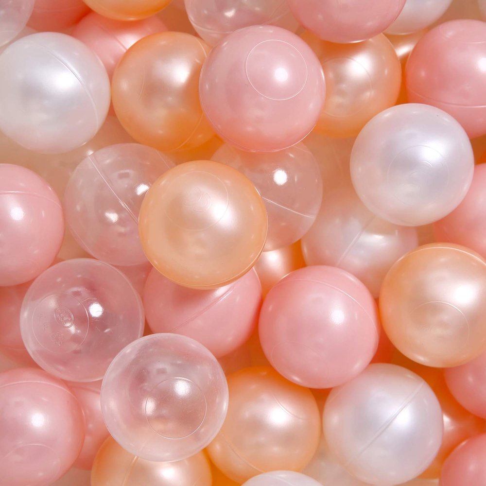 GOGOSO Ball Pit Balls for Toddles Kids Plastic Ballpits Accessories Crush Proof Durable Fun Shape Play Baby Bath Toys,2.15inch 100count Clear+Pink+Gold+Pear White