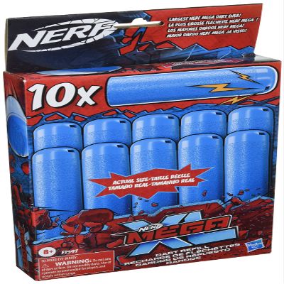 Nerf Mega XL Dart Refill, Includes 10 Mega XL Whistler Darts, Largest Mega Darts Ever, Makes Whistling Sound When Fired
