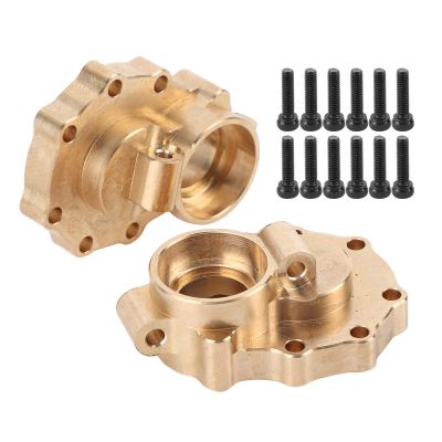 Dilwe rass Portal Cover, 1Pair Front Rear Brass Steering Knuckle Portal Cover with 12Pcs Screw Suitable for 82056 RC Crawler Car Model Accessory