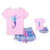 Matching Girls&Dolls Pajamas Pink Mermaid Pj Sets Short Sleeve Sleepwear,4t 5t view 1
