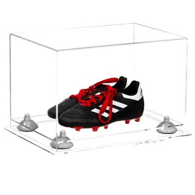 Better Display Cases Acrylic Kids Shoes Display Case - Medium Rectangle Box with Clear Case, White Risers and Clear Base 12" x 8.25" x 8" (A004, V41)