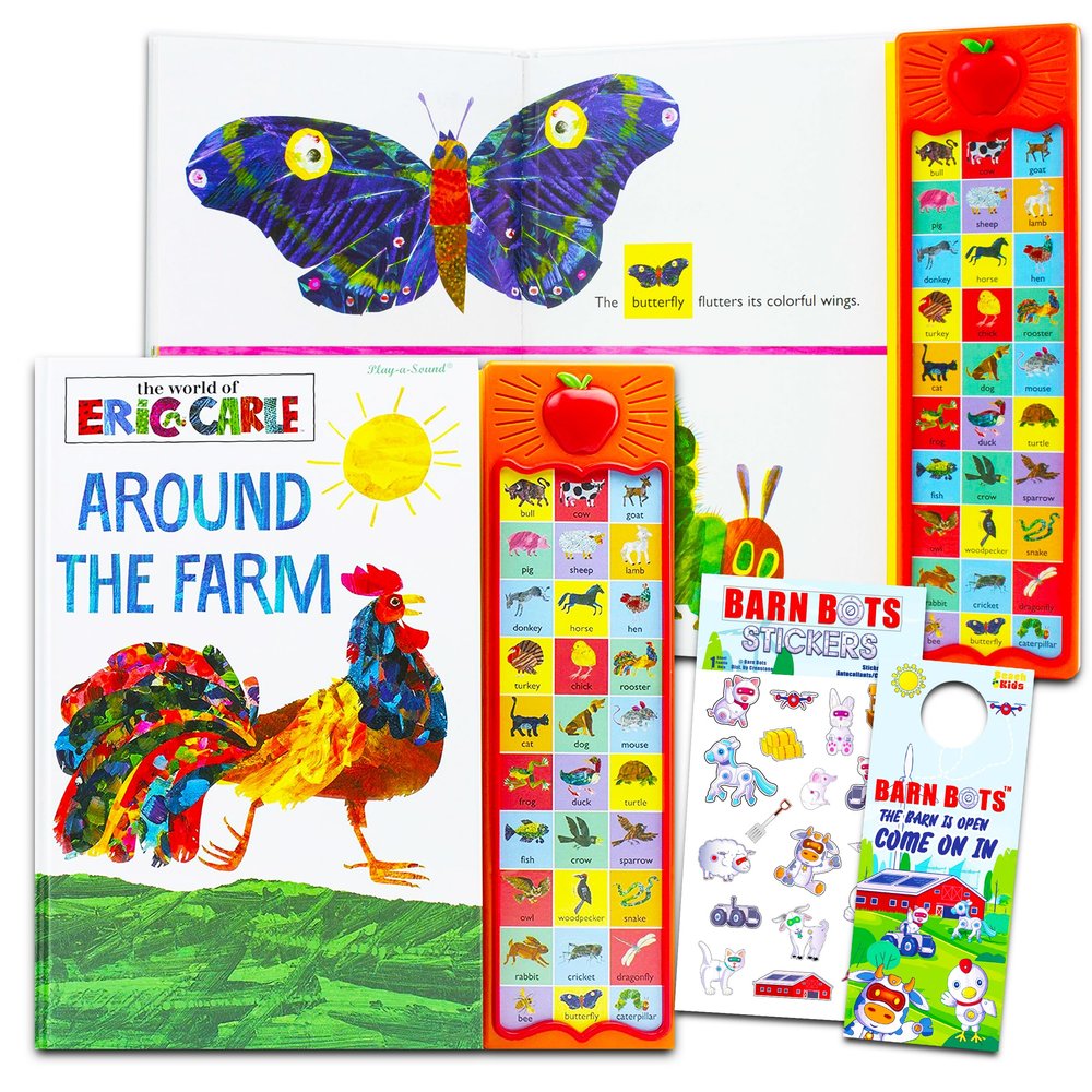 Eric Carle Sound Books Set for Kids Toddlers - Around The Farm World of Eric Carle Board Book Bundle with Stickers | Sound Books for Young Readers