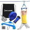 Zip ine Kit for Kids,Stainless steellackline Pulley Slider with Swing seat Zip line,Kids Zipline kit for Backyard with 60ft Ninja Slackline view 1