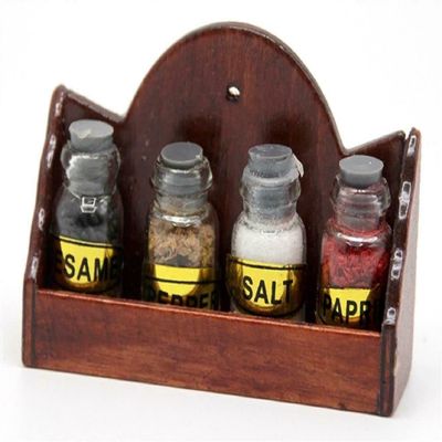 Melody Jane Dolls Houses Dollhouse Wall Shelf with Spice Jars Miniature Kitchen Accessory