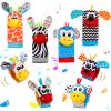 Baby Wrist Rattles and Sock Toys - Newborn 0-6 Months, 8PCS Soft Foot Finder Set, Hand and Feet Sensory Developmental Socks for Infants, Girl Boy Gifts view 1