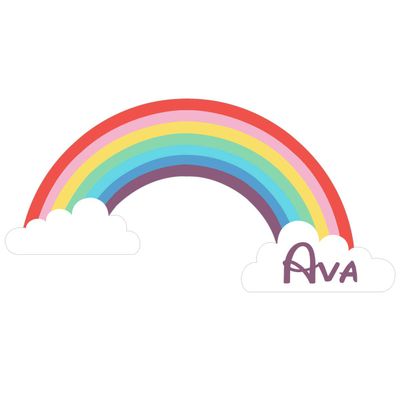 VWAQ Rainbow Custom Name Nursery Wall Decal Personalized Girls Room Sticker Decor Peel and Stick - RB3 (10" H X 20" W, Purple)