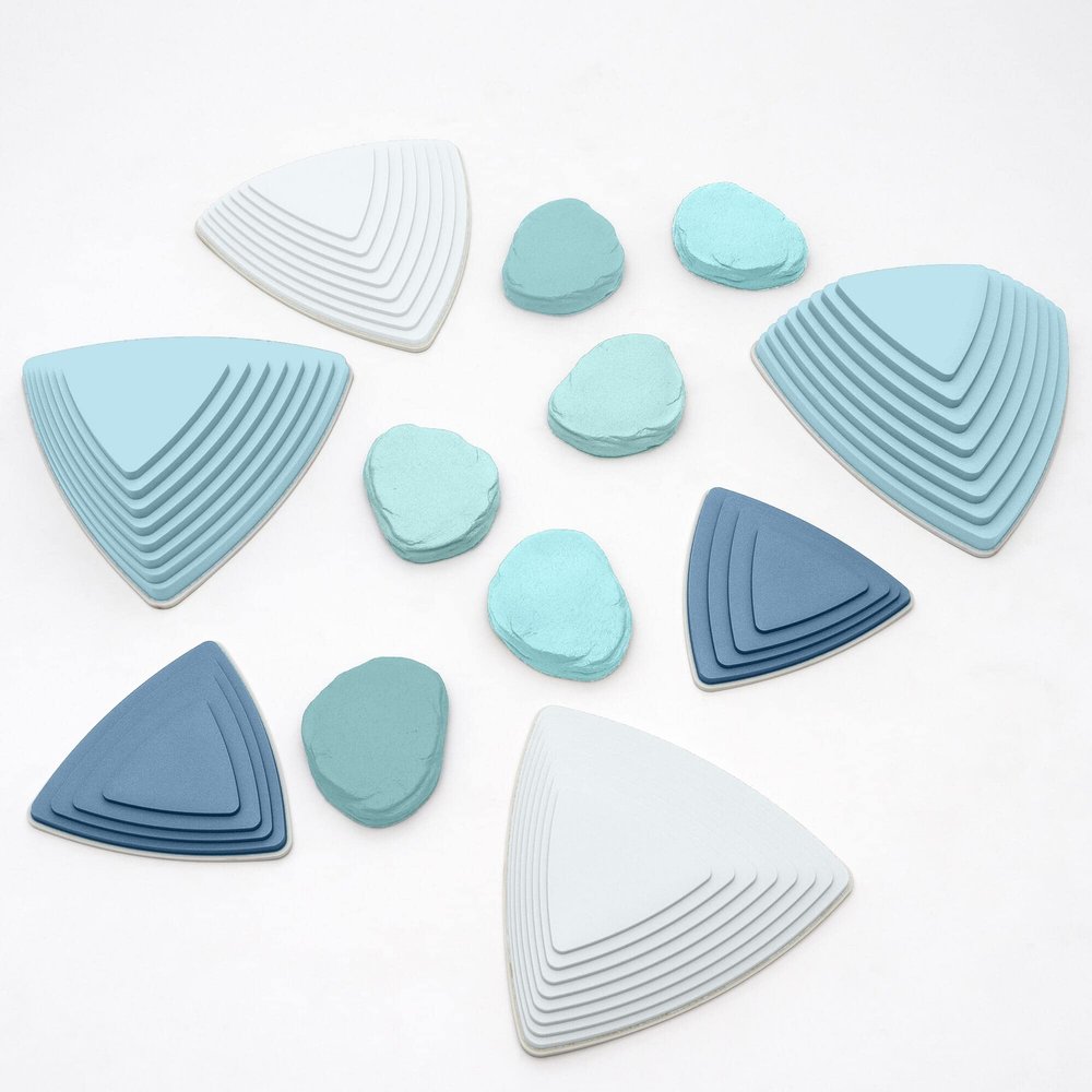 JumpOff Jo - Rocksteady - Balance & Coordination Enhancing Blocks and Stepping Foam Stones, Sensory Toys for Kids - Indoor and Outdoor Obstacle Course (Iceberg Blue, Plus)