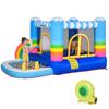 Outsunny Inflatable Bounce House for Kids 2-in-1 Jumping Castle for Indoor Outdoor Party with Trampoline, Pool, Carry Bag & Air Blower view 1