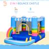 Outsunny Inflatable Bounce House for Kids 2-in-1 Jumping Castle for Indoor Outdoor Party with Trampoline, Pool, Carry Bag & Air Blower view 3