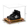 Better Display Cases Acrylic Kids Shoes Display Case - Medium Rectangle Box with Clear Case, Pink Risers and Wood Base 12" x 8.25" x 8" (A004, V41) view 2