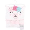 Hudson Baby Unisex Baby Cotton Animal Face Hooded Towel, Flower Llama, One Size view 2