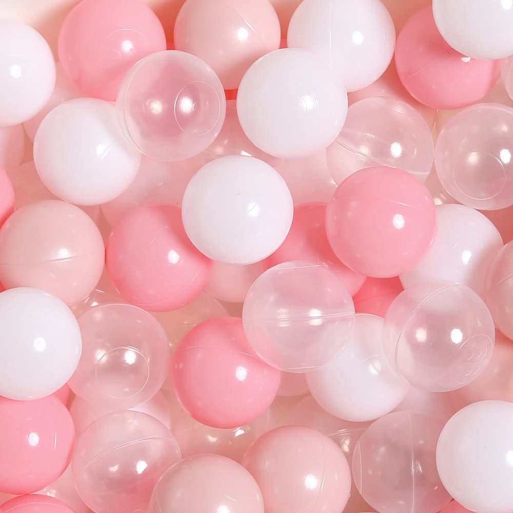 N+A Ball Pit Balls for Toddlers 1-3 with Storage Bag, Pearl Pink+ Macaron Pink+ White+ Transparent