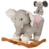 Baby Rocking Horse Wooden Rockers with Seat Elephant Rocking Horse Ride Plush Stuffed Animals Toy for Toddlers 1-3 (GrayElephant) view 1