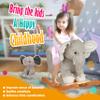 Baby Rocking Horse Wooden Rockers with Seat Elephant Rocking Horse Ride Plush Stuffed Animals Toy for Toddlers 1-3 (GrayElephant) view 4
