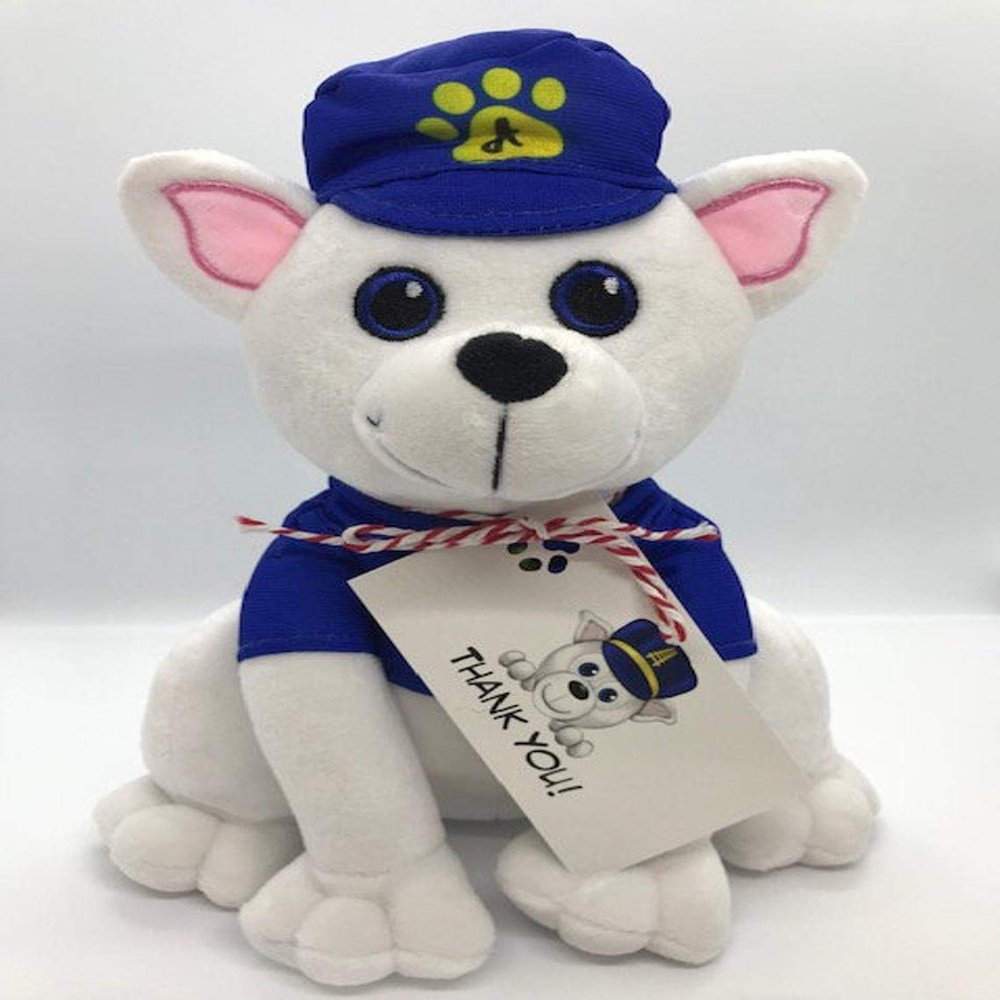 9" white bear stuffed plush, white stuffed animal