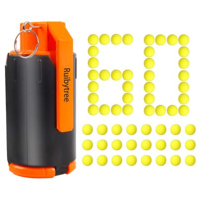 Ruibytree Tactical Plastic Toy Bomb for Nerf CS Nerf Rival Battle Game with 60PCS Rounds Refill Bullet Balls Ammo (Orange)