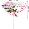 10pcs Happy Mother's Day Cake Topper Cupcake Picks for Mother's Day Birthday Party Supplies - Heart Card view 2