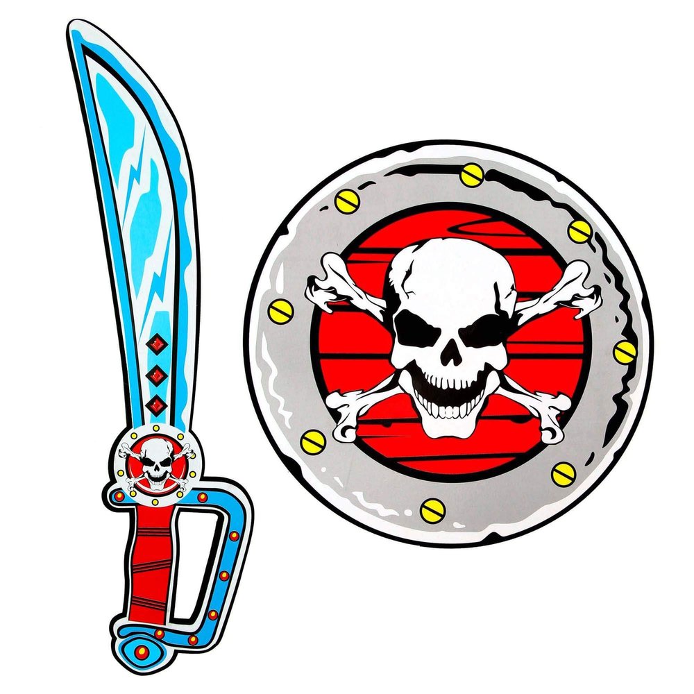 Widmann 97307 Piratensbel und Schild Pirate Sword and Shield, Multicoloured