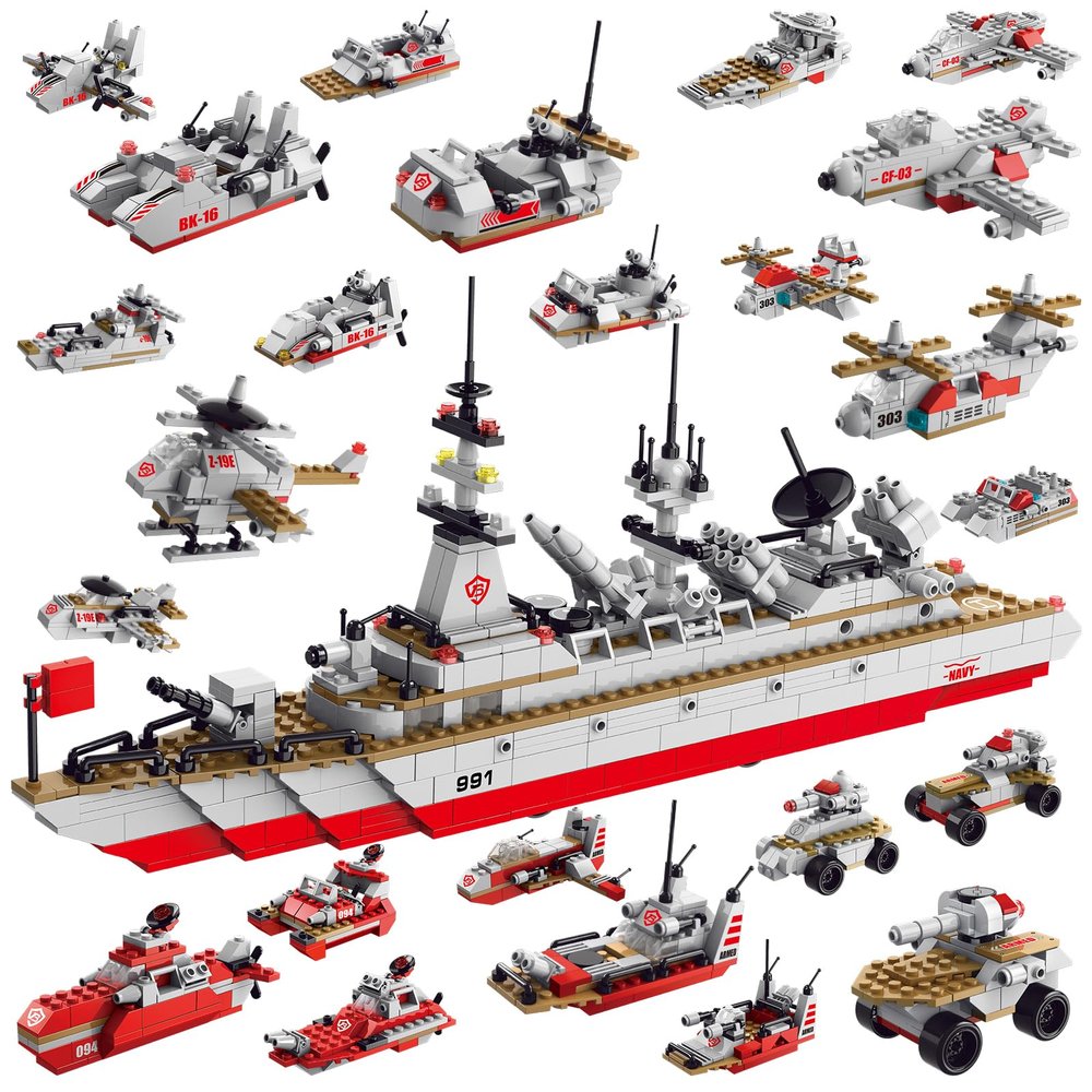 Sitodier Military Battleship Building Block Set for Kids,811pcs 25 in 1 Cruiser Battle Ship Building Kit Toy for Boys Kids Ages 6-12 and 8-14, Beautiful Xmas Birthday Gift