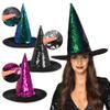 Boland 00907  Witch Hat with Reversible Sequins, 3 Assorted Colours, Witch, Magician, Wizard, Costume, Carnival, Theme Party view 1