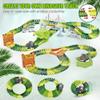 174 PCS Flexible Dinosaur Train Tracks and Race Cars Playset with 8 Dinosaurs Figures, Electric Vehicles, Lights - Create Road Racing World for Toddlers and Kids view 4