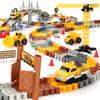Construction Race Tracks Set, Flexible Train Tracks w/ 2 Electric Construction Race Vehicles w/Lights, STEM Engineering Race Track Toys with Dump Truck, Crane Assort Acessories for Boys Girls view 1