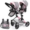 Bayer Twin Doll Pram Neo, Grey, Pink with Butterfly, Jean Look view 1