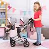 Bayer Twin Doll Pram Neo, Grey, Pink with Butterfly, Jean Look view 2