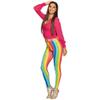 Boland - Women's Rainbow Leggings Stretch Multicoloured Stripes Bodycon Clown Flower Power Costume Carnival Theme Party view 1