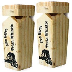 Black Duck Brand Set of 2 Iron Horse Wooden Train Whistles - Measures 7" Tall - Great for Train Enthusiast Young and Old - Realistic Sound