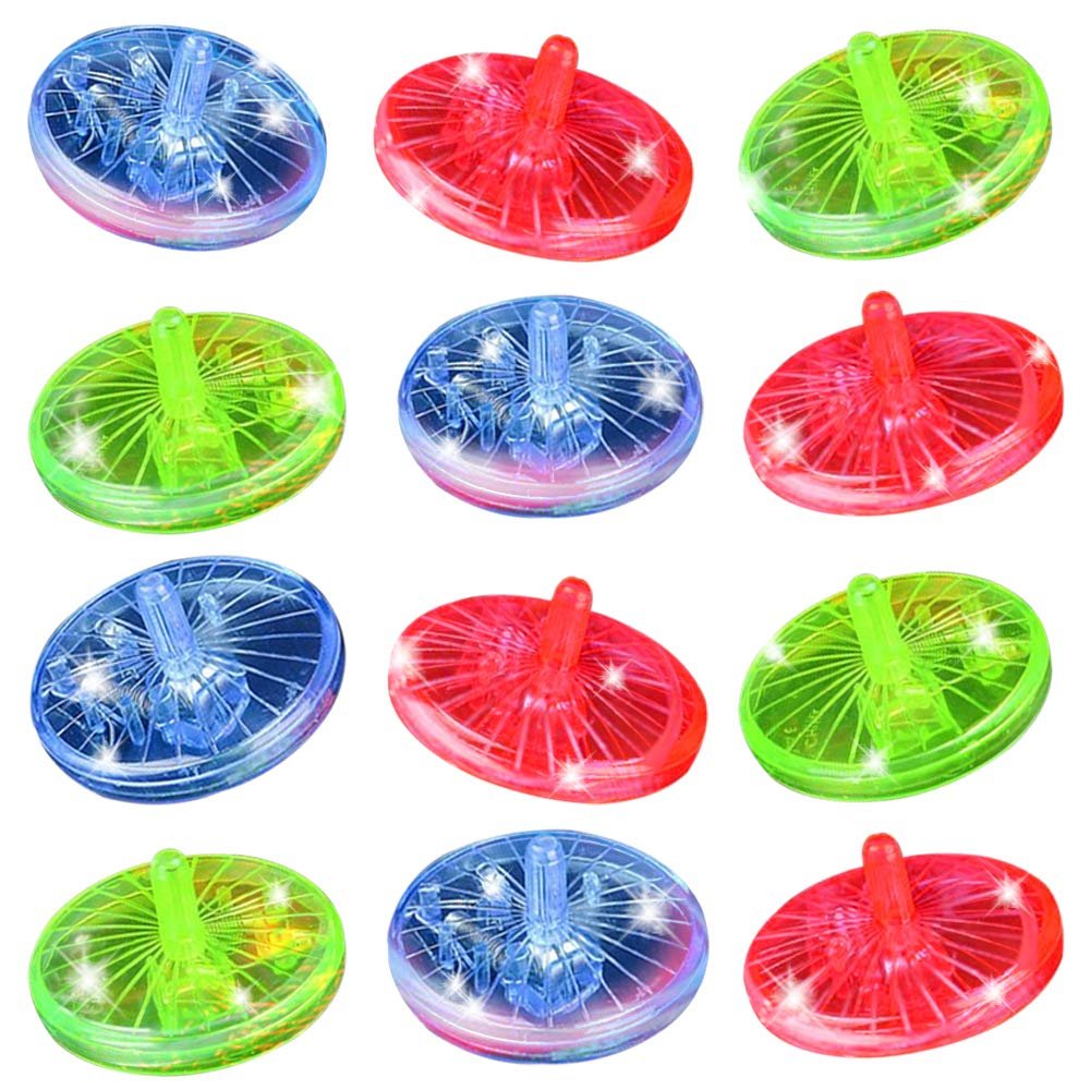 ArtCreativity Light Up Spinning Top Toys, Set of 12, Flashing Spin Toys with LED Effects, Light Up Birthday Party Favors for Boys and Girls, Goodie Bag Fillers for Kids