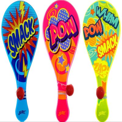 JA-RU Paddle Ball with String (3 Paddle Balls) Classic Retro-Style Paddle with Ball Attached for Kids, Party Favors, Classroom Prizes, & Goodie Bag Stuffers. 1994-3s