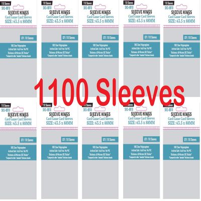Sleeve Kings Card Game Card Sleeves 63.5x88mm (10x110 Pack, 1100 Sleeves) Protective Covers for Trading Cards, Board Games & TCG Accessories