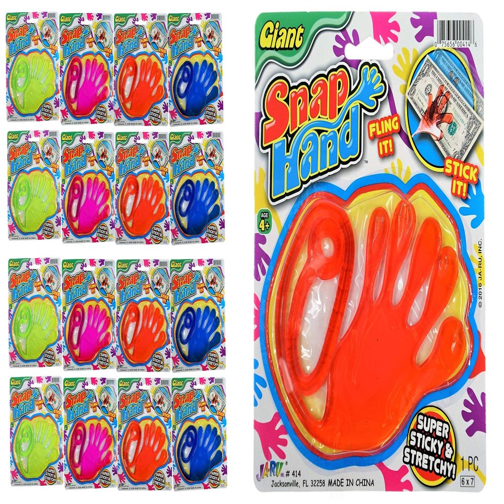 JA-RU Giant Sticky Hands for Kids (12 Pack)  Stretchy Sticky Fidget Toys, Bulk Goodie Bag Stuffers, Sticky Hands Party Favors & Classroom Treasure Box Prizes. 414-12s