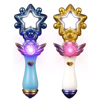ArtCreativity Light Up Magic Star Wand, Set of 2, Cute Princess Wands with Flashing LED Effect & Magical Sounds, Batteries Included, Pretend Play Prop, Best Birthday Gift, Party Favor for Kids