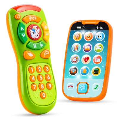 JOYIN Baby Toy Phone, Remote and Smartphone with Music, Fun Learning Musical Toys for Babies, Boys or Girls, Holiday Stocking Stuffers, Birthday Gifts for Kids, Easter Basket Stuffers