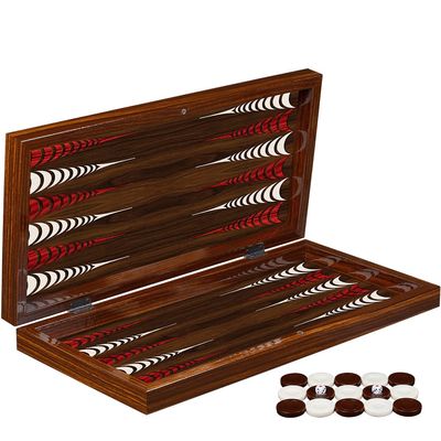 16.5'' Turkish Backgammon Set, Board Game for Family Game Nights, Modern Elite Vinyl Unscratchable Tavla for Adults and Couples, Magnetic Closing Meachanism by LaModaHome