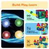 PicassoTiles Motion Activated Marbles 4pc LED Light-Up Glow in The Dark Translucent Balls for Marble Run Race Racetrack Maze Magnetic Construction Magnet Tiles Building Block STEM Education Kids Toys view 4