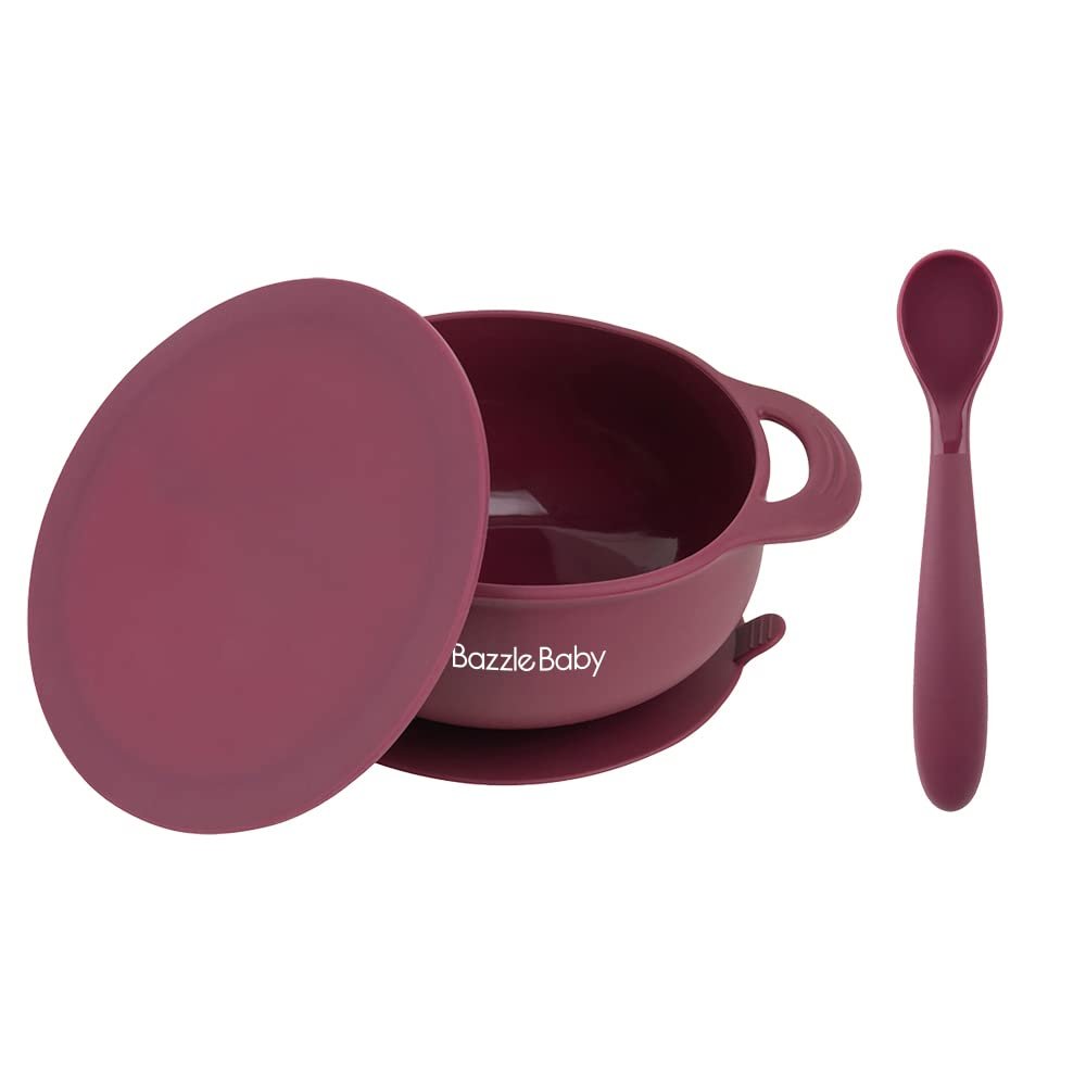 Bazzle Baby Silicone Suction Bowls with Suction Lid and Spoon | 3-piece set | BPA Free Silicone | Perfect for 4-36 Months.